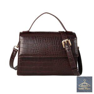 Small PU Leather Crossbody Bag with Adjustable Strap and Top Handle